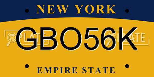 GBO56K New York License Plate