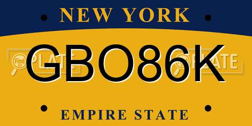 GBO86K New York License Plate
