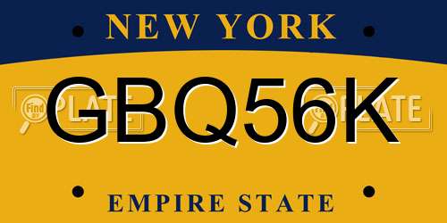 GBQ56K New York License Plate