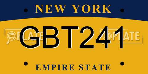 GBT241 New York License Plate