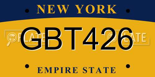GBT426 New York License Plate