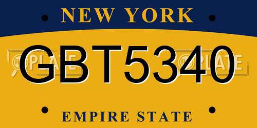 GBT5340 New York License Plate