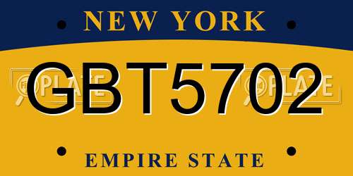 GBT5702 New York License Plate