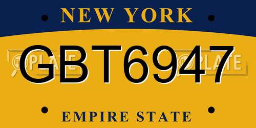 GBT6947 New York License Plate