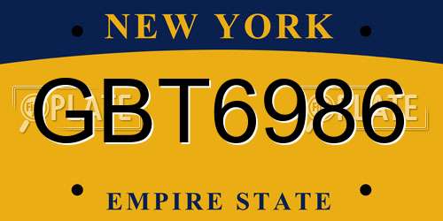 GBT6986 New York License Plate