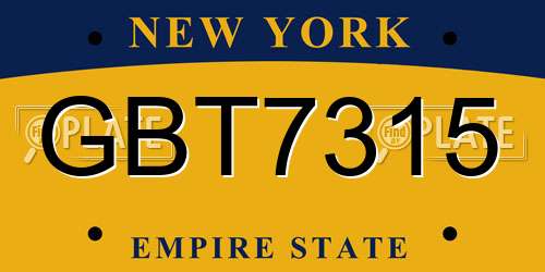 GBT7315 New York License Plate