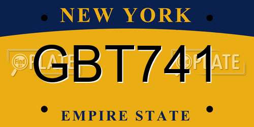 GBT741 New York License Plate
