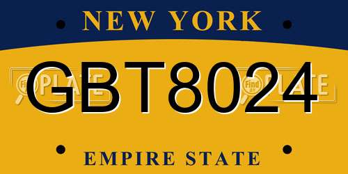 GBT8024 New York License Plate