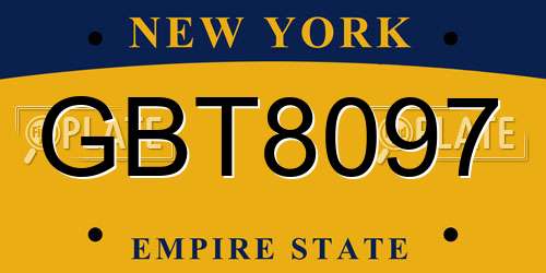 GBT8097 New York License Plate