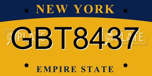 GBT8437 New York License Plate