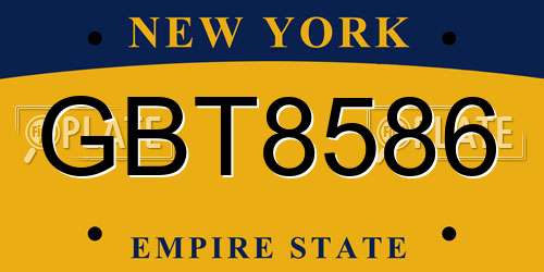 GBT8586 New York License Plate