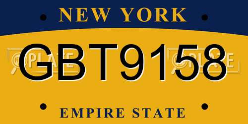GBT9158 New York License Plate