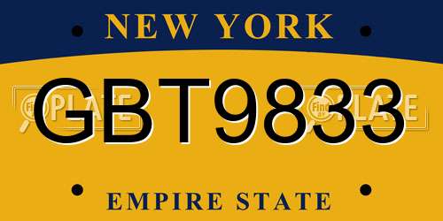 GBT9833 New York License Plate