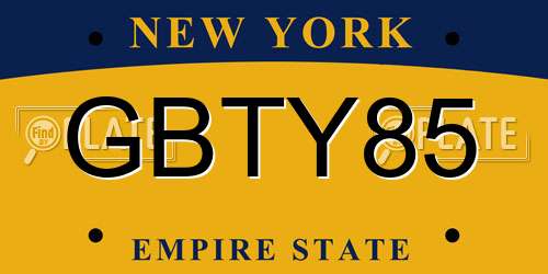 GBTY85 New York License Plate