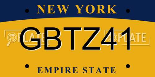GBTZ41 New York License Plate