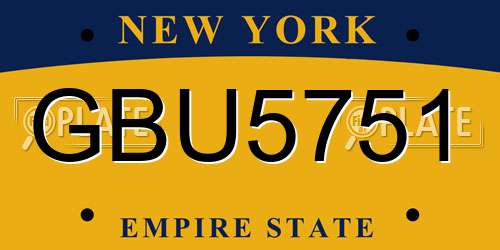 GBU5751 New York License Plate