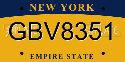 GBV8351 New York License Plate