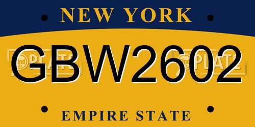 GBW2602 New York License Plate