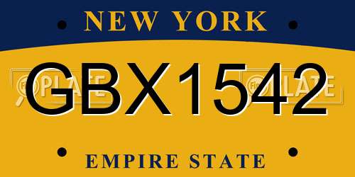 GBX1542 New York License Plate