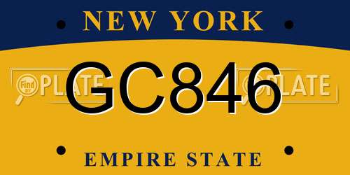 GC846 New York License Plate
