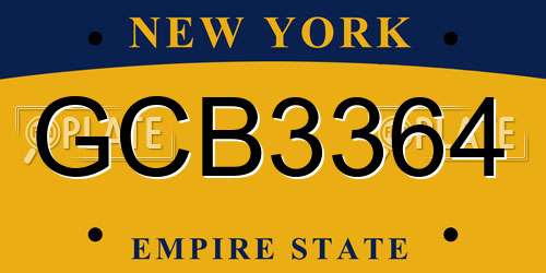 GCB3364 New York License Plate