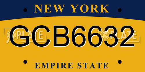 GCB6632 New York License Plate