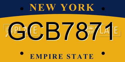 GCB7871 New York License Plate