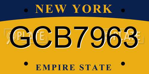 GCB7963 New York License Plate