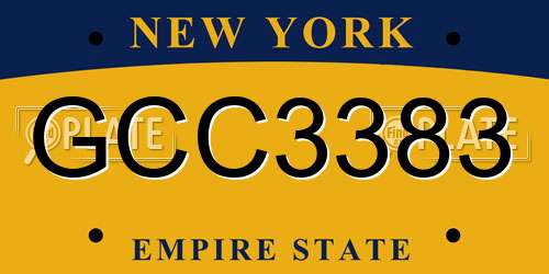 GCC3383 New York License Plate