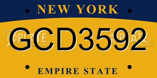 GCD3592 New York License Plate