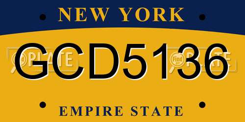 GCD5136 New York License Plate