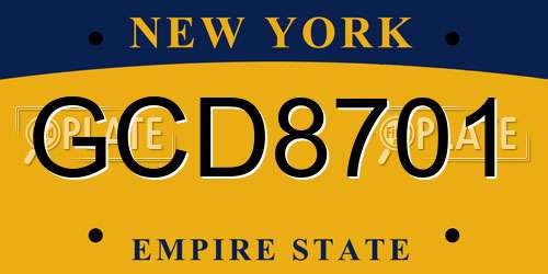 GCD8701 New York License Plate