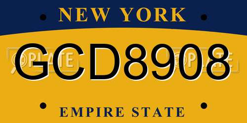 GCD8908 New York License Plate
