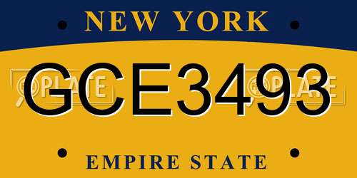 GCE3493 New York License Plate