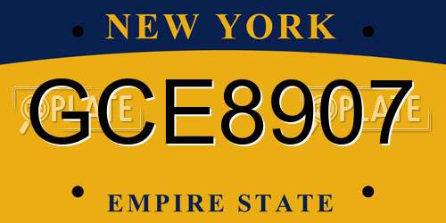GCE8907 New York License Plate