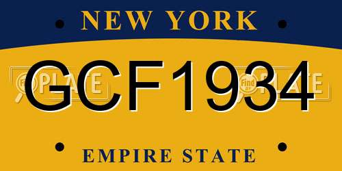 GCF1934 New York License Plate