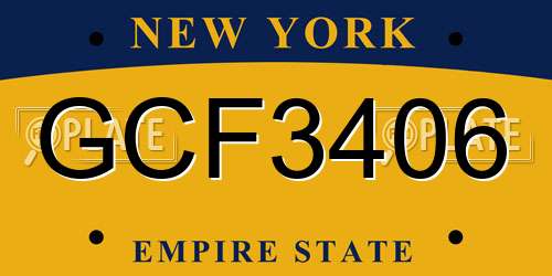 GCF3406 New York License Plate