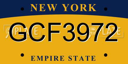 GCF3972 New York License Plate