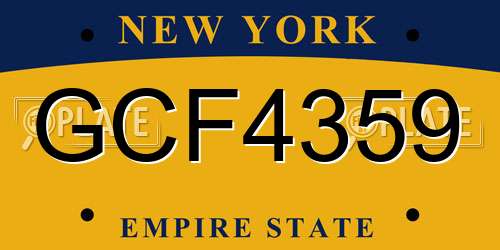 GCF4359 New York License Plate