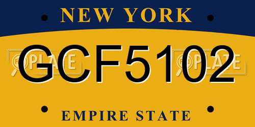 GCF5102 New York License Plate