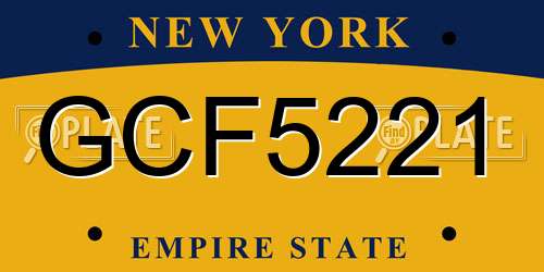 GCF5221 New York License Plate