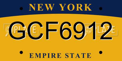 GCF6912 New York License Plate