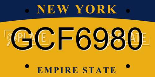 GCF6980 New York License Plate