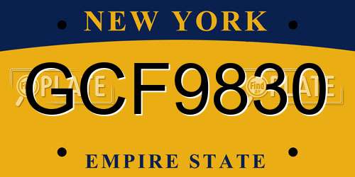 GCF9830 New York License Plate