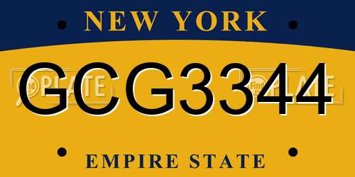 GCG3344 New York License Plate