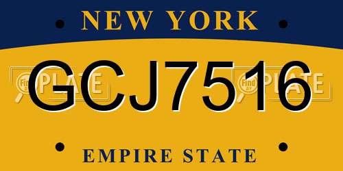 GCJ7516 New York License Plate