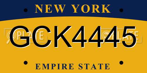 GCK4445 New York License Plate