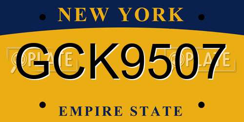 GCK9507 New York License Plate