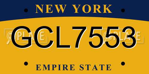 GCL7553 New York License Plate
