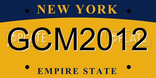 GCM2012 New York License Plate